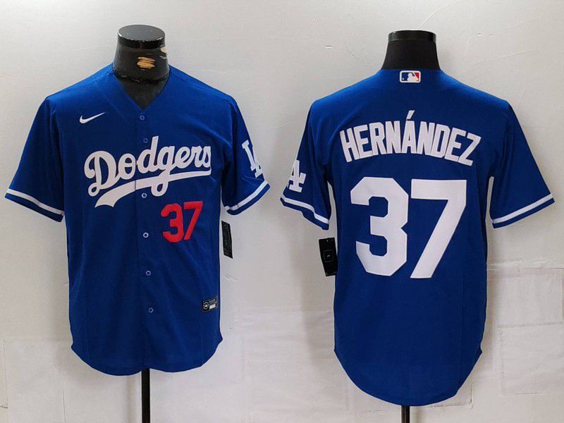 Men Los Angeles Dodgers #37 Hernandez Blue Nike Game 2024 MLB Jersey style 7242